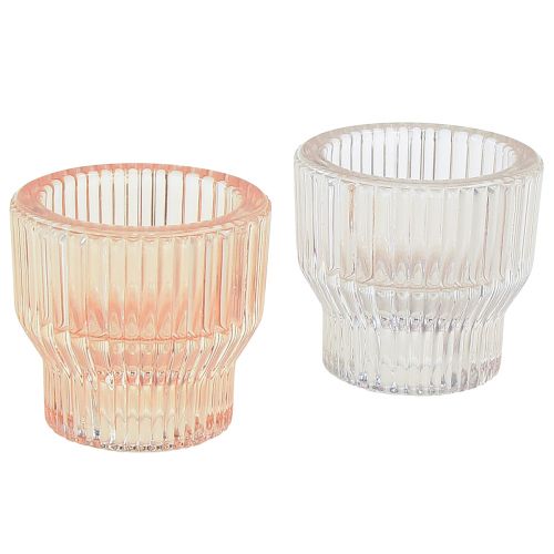 Artículo Portavelas de vidrio portavelas vidrio tintado Ø5,5cm H5cm 2uds