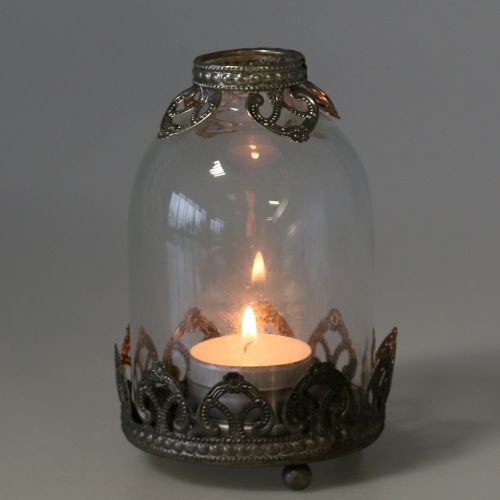 Floristik24 Farolillo de cristal Tealight Vintage Ø8.5cm H14cm 2pcs
