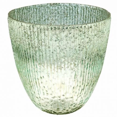Vela farol de cristal azul verde decoración de mesa cristal Ø21cm H21.5cm