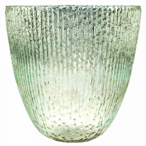 Floristik24 Vela farol de cristal azul verde decoración de mesa cristal Ø21cm H21.5cm