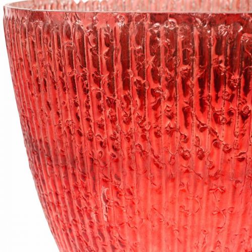 Floristik24 Vela linterna de cristal florero decorativo de cristal rojo Ø21cm H21.5cm