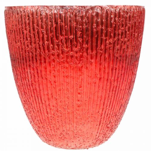 Floristik24 Vela linterna de cristal florero decorativo de cristal rojo Ø21cm H21.5cm