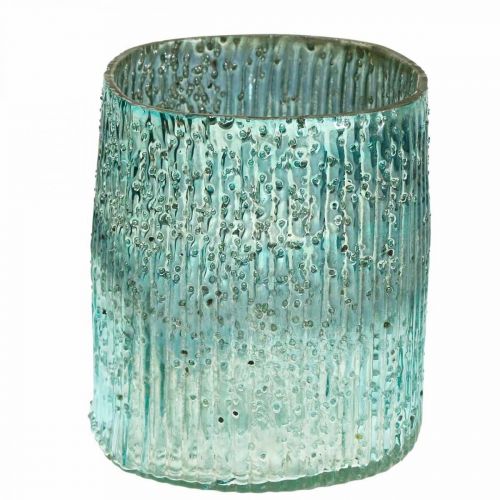 Floristik24 Farolillo de cristal azul para velas de té decoración de mesa de cristal 12cm