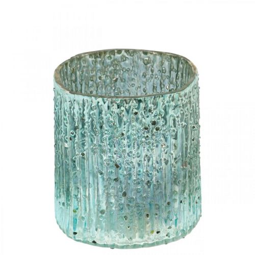Floristik24 Linterna de cristal azul vela de cristal decoración vela 8cm