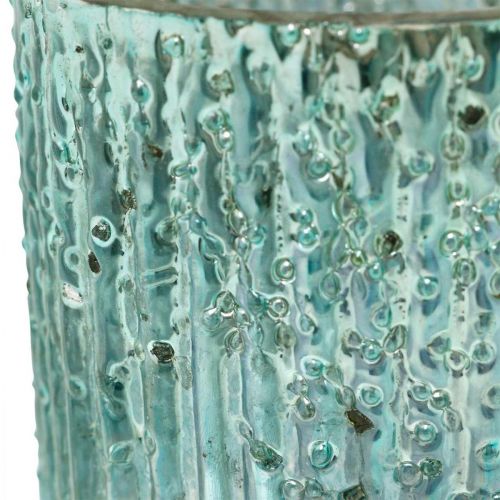 Floristik24 Linterna de cristal azul vela de cristal decoración vela 8cm