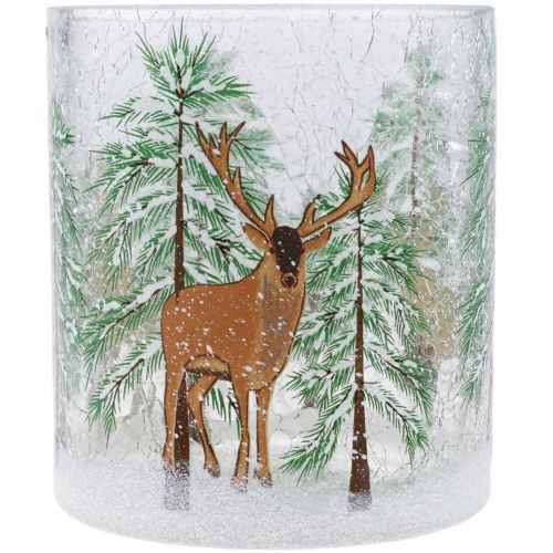 Artículo Portavelas de cristal craquelado de Navidad portavelas de cristal Al. 13 cm