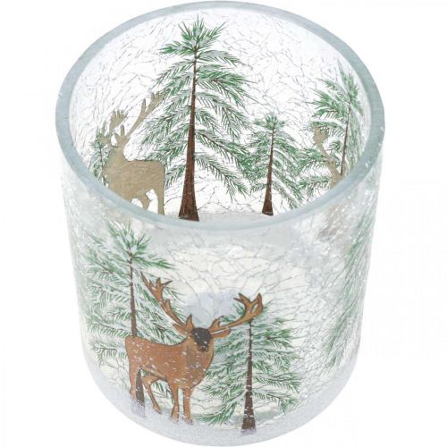 Artículo Portavelas de cristal craquelado de Navidad portavelas de cristal Al. 13 cm