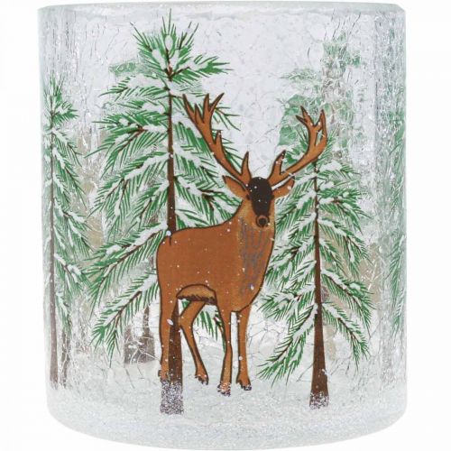Artículo Portavelas de cristal Christmas Crackle, cristal para candelitas, Al. 10 cm