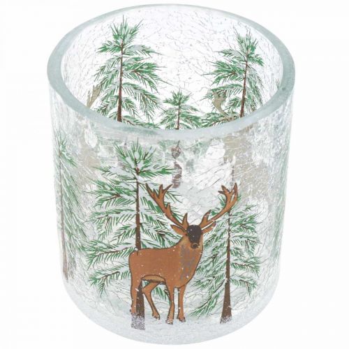 Artículo Portavelas de cristal Christmas Crackle, cristal para candelitas, Al. 10 cm