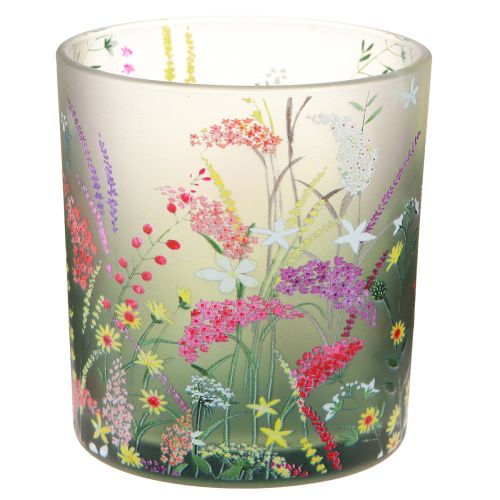 Artículo Portavelas vidrio primavera verano flores Al.8cm 6 piezas