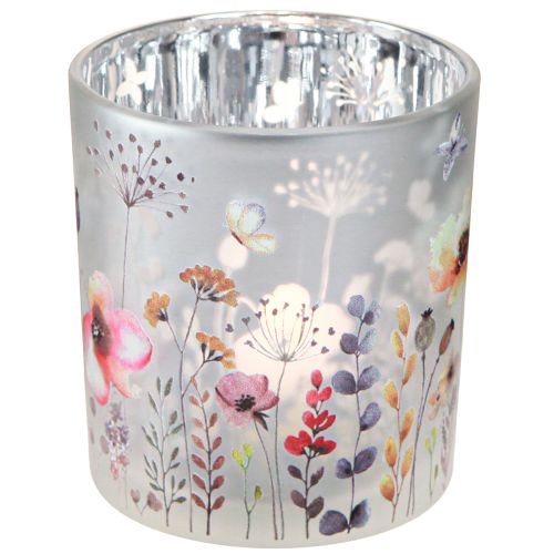Floristik24 Portavelas vidrio amapola mariposa color 8cm 4uds