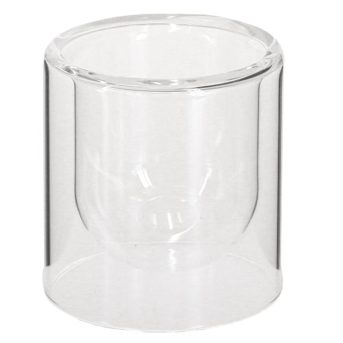 Artículo Portavelas de cristal transparente, Ø7,5 cm, alto 8 cm, 4 unidades