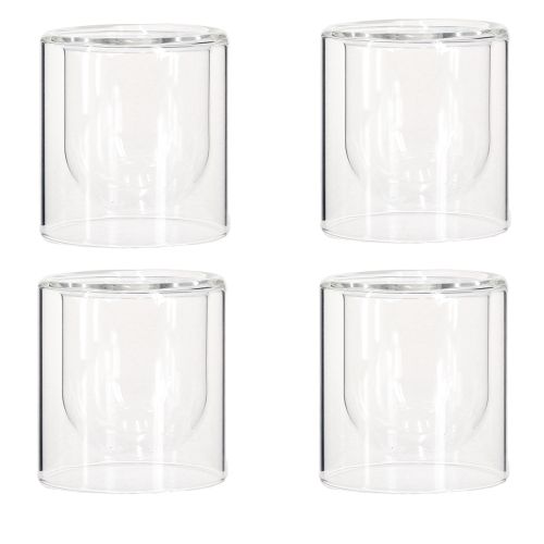 Artículo Portavelas de cristal transparente, Ø7,5 cm, alto 8 cm, 4 unidades