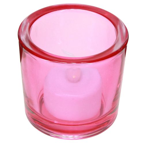 Artículo Portavelas de cristal con forma de farolillos de colores surtidos Ø6,5cm H6cm 6uds