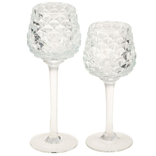 Portavelas de cristal cónico con base H19,5/22,5cm juego de 2