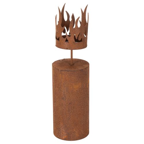Portavelas, con forma de vela, decoración en óxido, metal patinado, 36 cm de alto. comprar | Floristik24.es