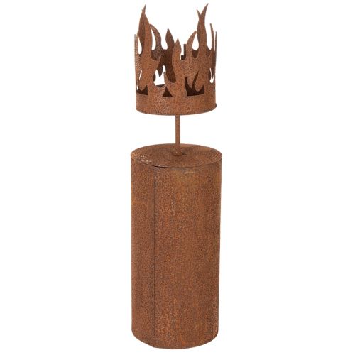 Portavelas, con forma de vela, decoración en óxido, metal patinado, 36 cm de alto. | Floristik24.es