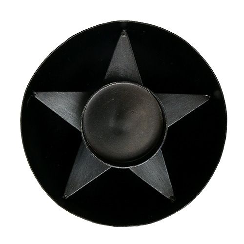 Floristik24 Portavelas metal Ø10cm H4cm negro 1p