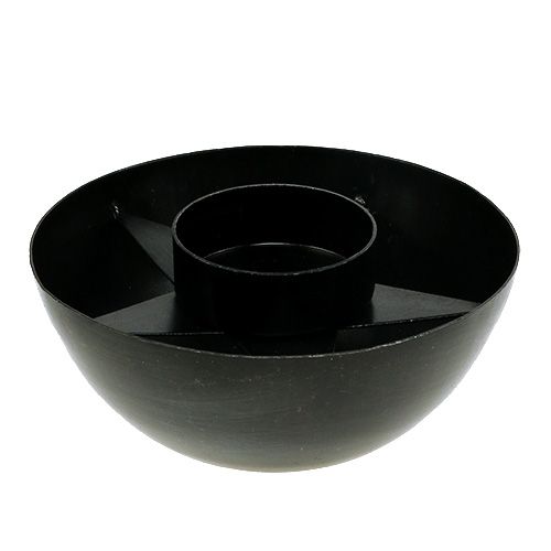 Floristik24 Portavelas metal Ø10cm H4cm negro 1p