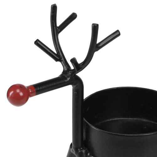 Floristik24 Portavelas de metal reno con nariz roja negro 11,5cm 6ud