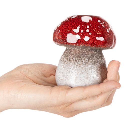 Seta decorativa, amanita muscaria, portavelas para velas pequeñas como decoración de mesa, 9 cm | Floristik24.es