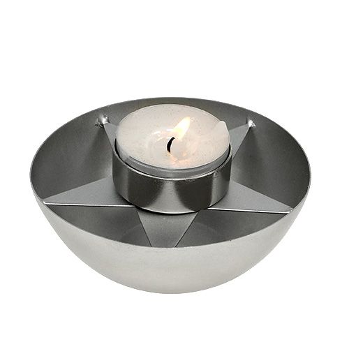 Floristik24 Portavelas plateado Ø10cm H4cm 1pc