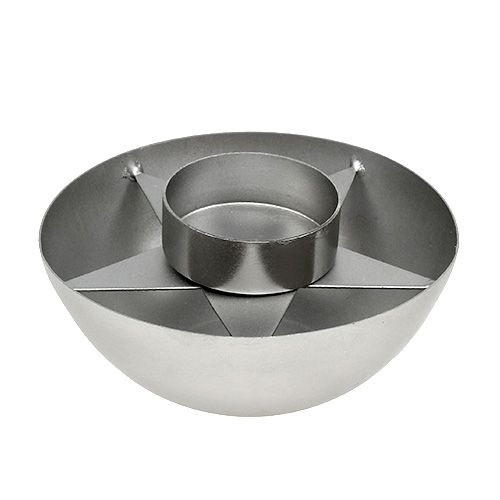 Floristik24 Portavelas plateado Ø10cm H4cm 1pc
