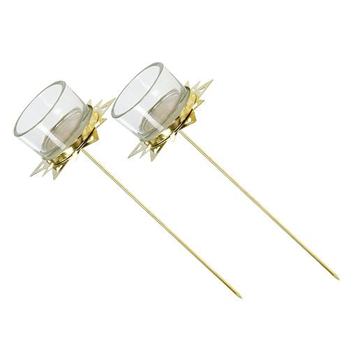 Portavelas estrella oro 23,5cm 4uds