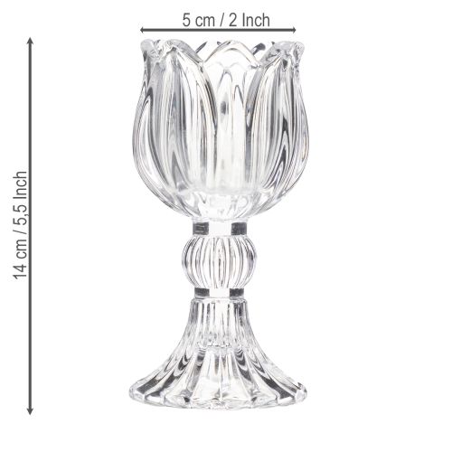 Artículo Candelabros de cristal con estampado floral para una elegante decoración de mesa, 14 cm, 2 piezas