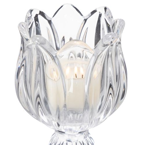 Artículo Candelabros de cristal con estampado floral para una elegante decoración de mesa, 14 cm, 2 piezas