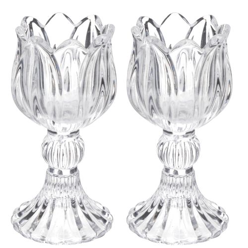 Candelabros de cristal con estampado floral para una elegante decoración de mesa, 14 cm, 2 piezas