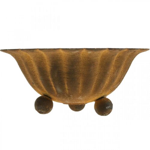 Artículo Portavelas vintage cuenco pequeño metal oxidado Ø10cm H4.5cm