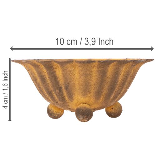 Portavelas vintage, cuenco pequeño, metal color óxido, Ø10cm, H4.5cm | Floristik24.es
