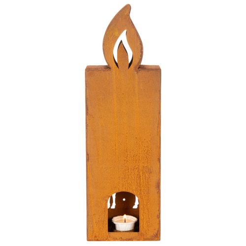 Portavelas navideño, portavelas de metal oxidado, ciervo, 45x14cm | Floristik24.es