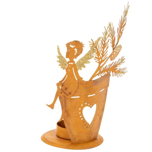 Portavelas navideño, decoración de ángel, decoración de óxido, Ø8cm H18cm comprar | Floristik24.es