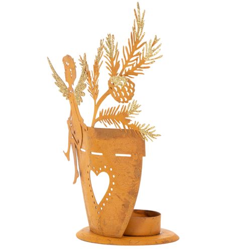 Portavelas navideño, decoración de ángel, decoración de óxido, Ø8cm H18cm | Floristik24.es