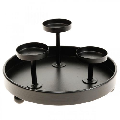 Floristik24 Portavelas huracán vidrio metal negro Ø19cm H18cm