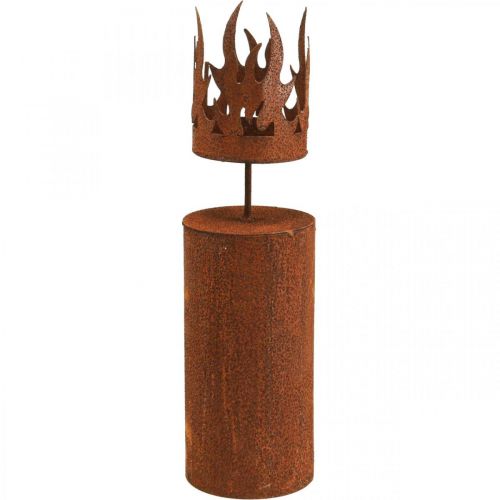 Portavelas forma vela decoración óxido metal patinado Al.36cm