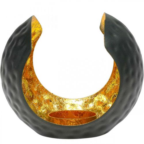 Floristik24 Portavelas oro negro decoración de mesa metal 12×9×10cm