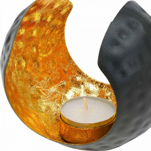 Floristik24 Portavelas oro negro decoración de mesa metal 12×9×10cm