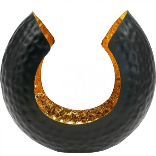 Artículo Portavelas oro negro decoración de mesa metal 19×11×17cm