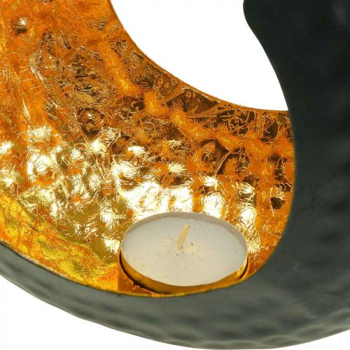 Artículo Portavelas oro negro decoración de mesa metal 19×11×17cm