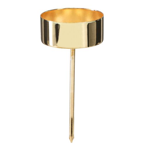 Portavelas para enchufar metal dorado Al.9cm 8 piezas
