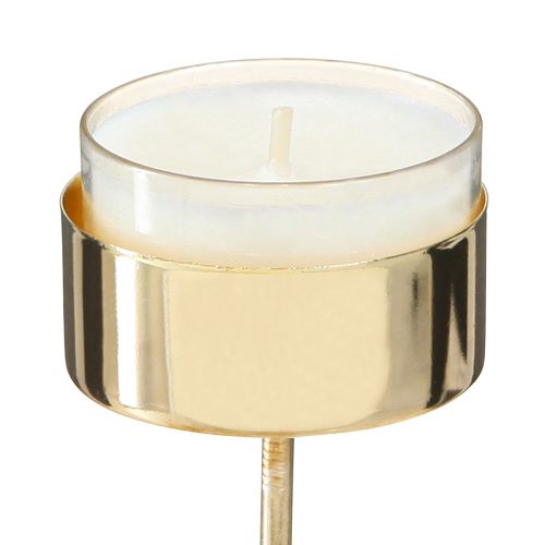 Artículo Portavelas para enchufar metal dorado Al.9cm 8 piezas