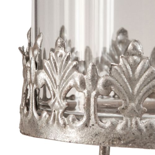 Floristik24 Portavelas para enchufar con vaso plata envejecida Ø7cm 4 piezas