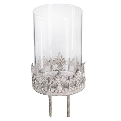 Floristik24 Portavelas enchufable con vela cristal gris Ø5,5cm 4ud