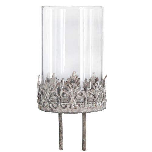 Artículo Portavelas enchufable con vela cristal gris Ø5,5cm 4ud