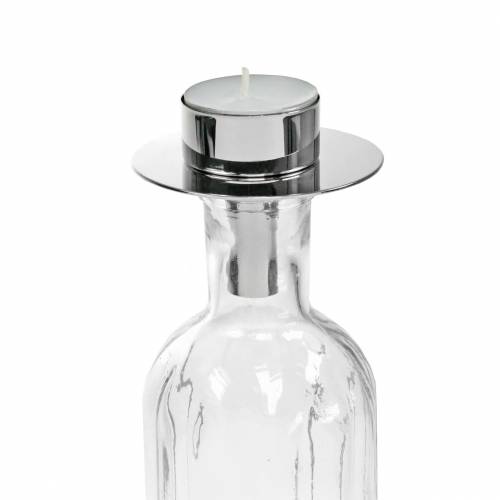 Floristik24 Portavelas para botellas plateado Ø7.5cm H6cm
