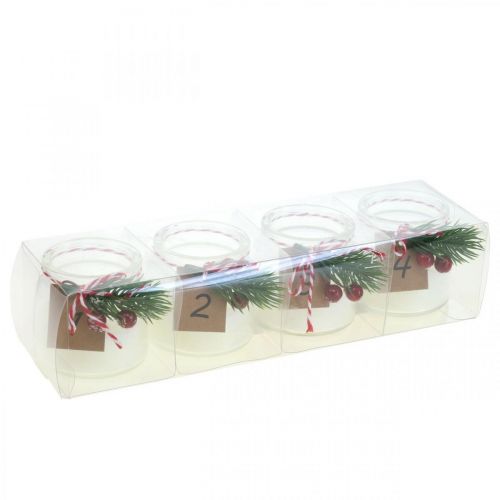 Floristik24 Portavelas de cristal portavelas de Adviento tarro de albañil Ø6cm 4pcs