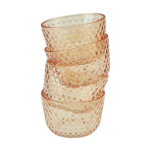 Artículo Portavelas farol de cristal retro naranja Ø8cm H5cm 4ud